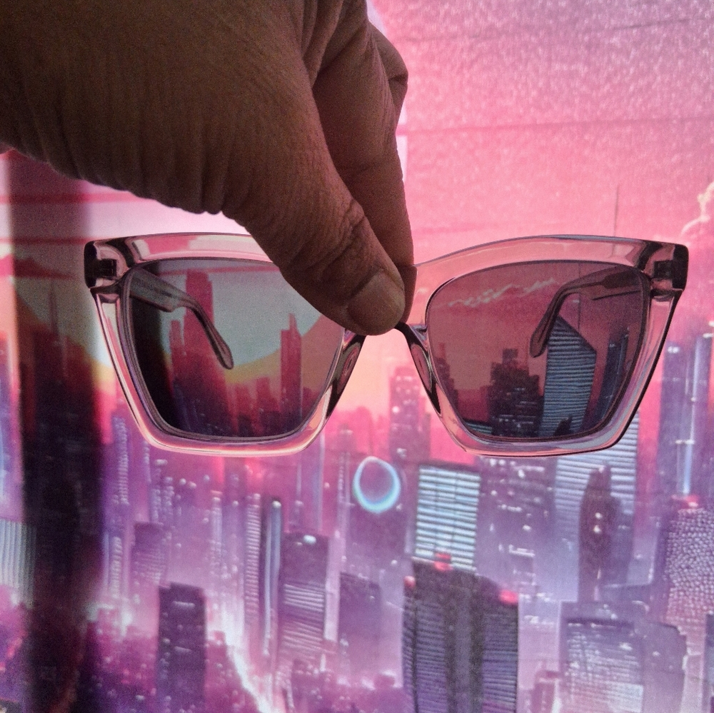 DIFF Clear Gray Tinted Square Sunglasses Like New… - image 1